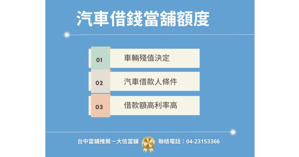 當舖汽車借款的額度